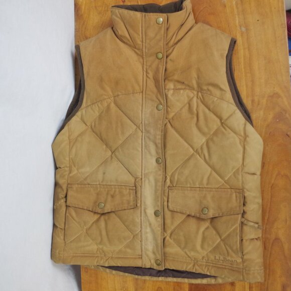 LL Bean Ladies' Treated Quilted Cotton Down Vest Small - Picture 8 of 12